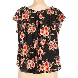 🍊LC Lauren Conrad Floral Black Women's Top XL🍊